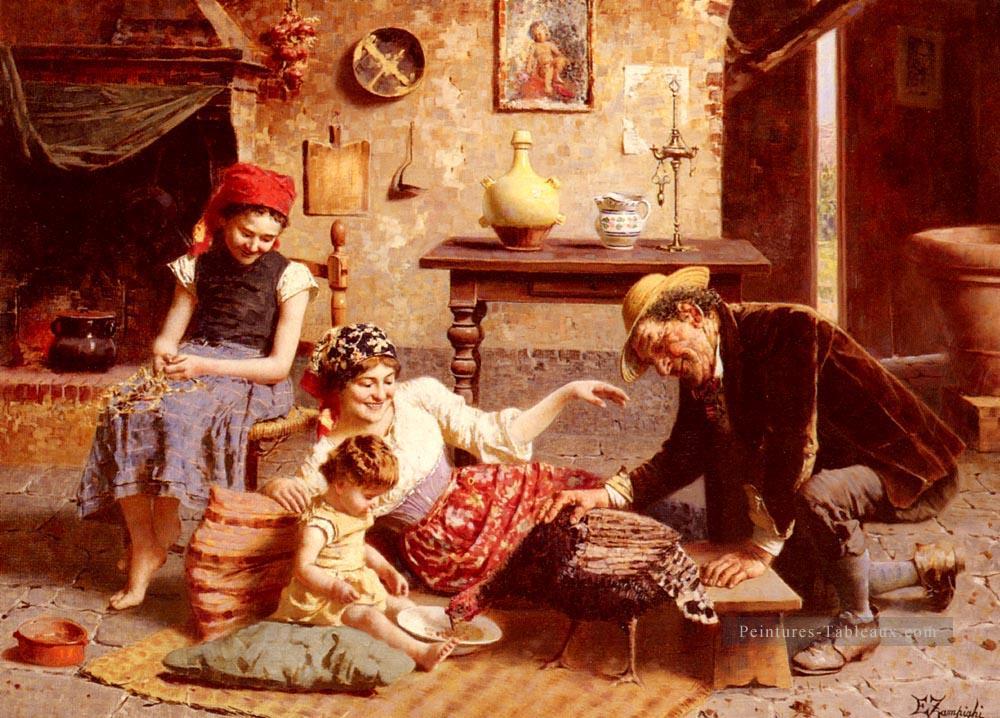 Un pays de famille heureuse Eugenio Zampighi Peintures à l'huile